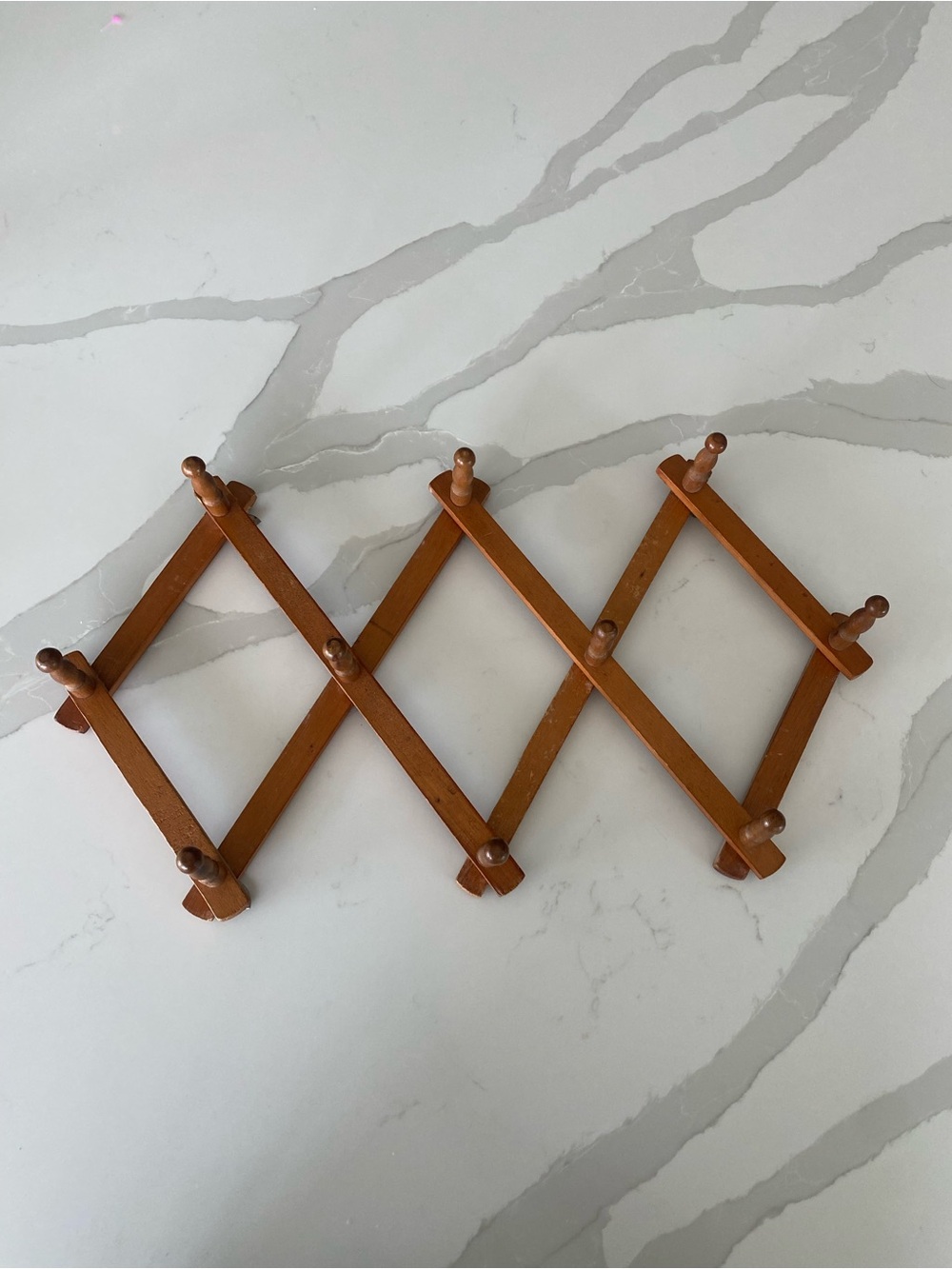 Expandable Wooden Wall Hook Rack in Brown
